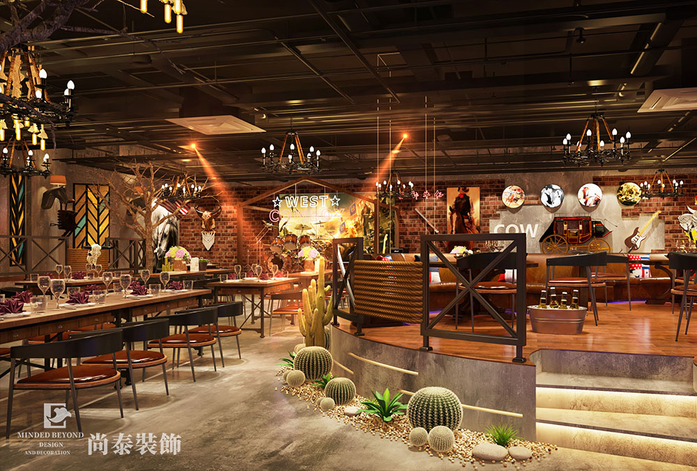广州白云狂野复古风音乐餐吧装修设计