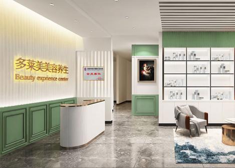 深圳美容养生馆设计案例-100平米绿色主题美容空间 | 多莱美